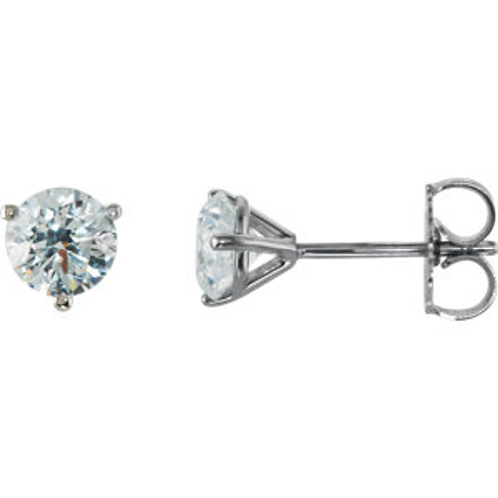 Brilliance is captured in these diamond stud earrings showcasing round diamonds in three-prong settings of 14k white gold. The pair amounts to a 1 carat total diamond weight.