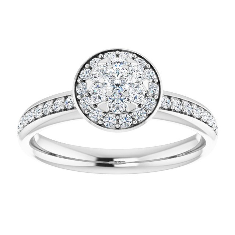 Sparkling and sentimental, this diamond engagement ring will take her breath away. 