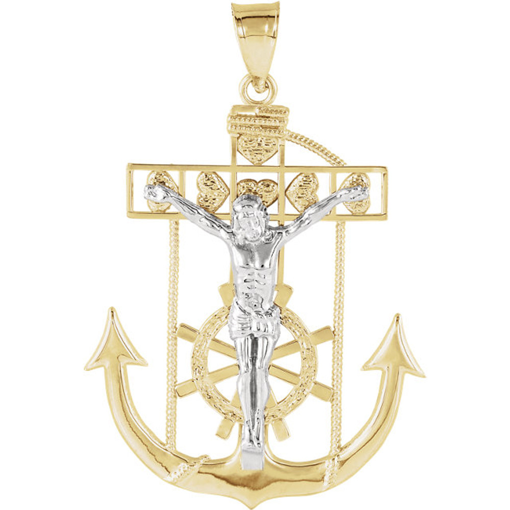 Mariners Cross Pendant In 14K Yellow/White Gold