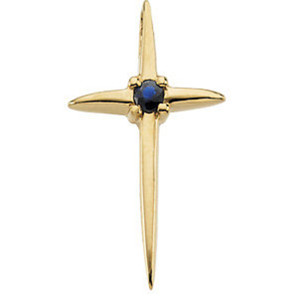 Beautifully and simply designed, this pendant features a 2.00mm blue sapphire in 14k yellow gold.