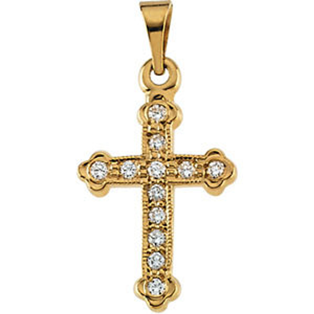 Let your faith shine! Expertly crafted in warm 14K Yellow Gold, this traditional cross pendant measures 16.00x11.50mm and has a bright polish to shine.