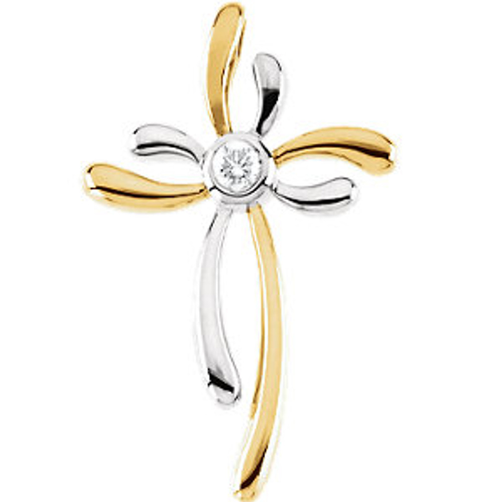 A divine symbol of faith, this perfectly cross pendant is crafted in 14K gold. Diamonds are 1/10 ct. tw., G-H in color, and SI1 in clarity. Polished to a brilliant shine.