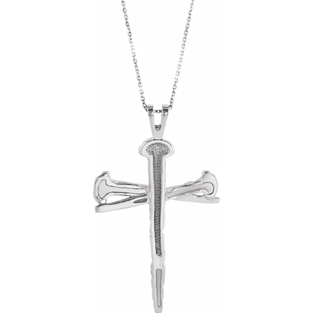 Nail Design Cross 24" Necklace In Sterling Silver