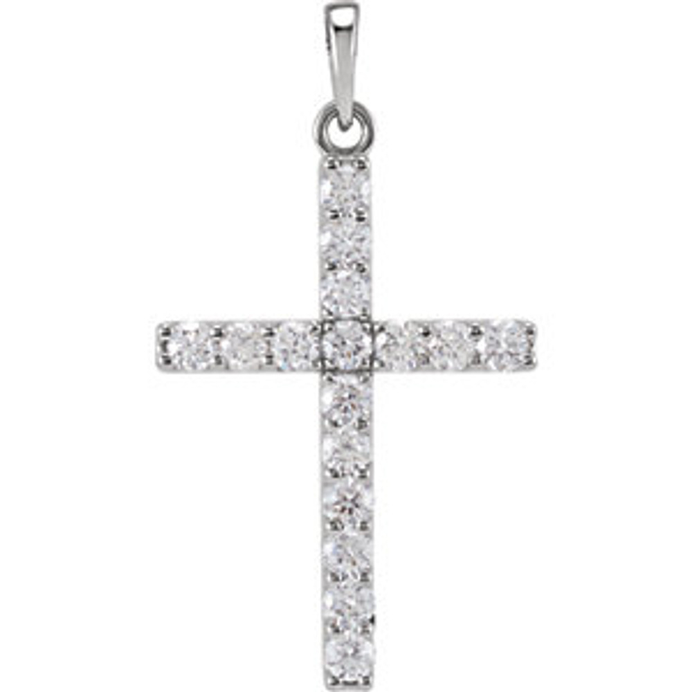 Altogether amazing, the 3/4 ct tw diamond 18" cross necklace in 14k white gold is just the right piece. A stunning look from our necklace collection, this piece is sure to impress. A high polish makes the white gold shine beautifully. 