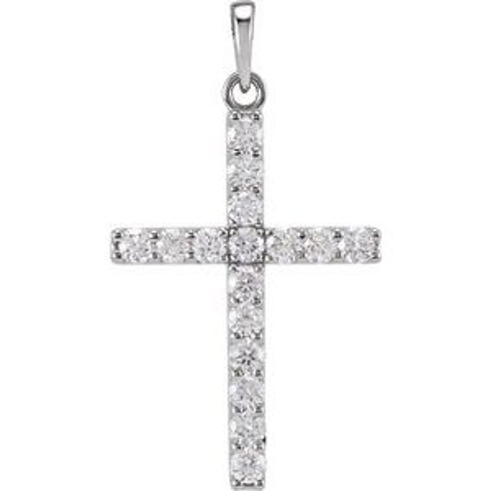 Altogether amazing, the 3/4 ct tw diamond 18" cross necklace in 14k white gold is just the right piece. A stunning look from our necklace collection, this piece is sure to impress. A high polish makes the white gold shine beautifully.