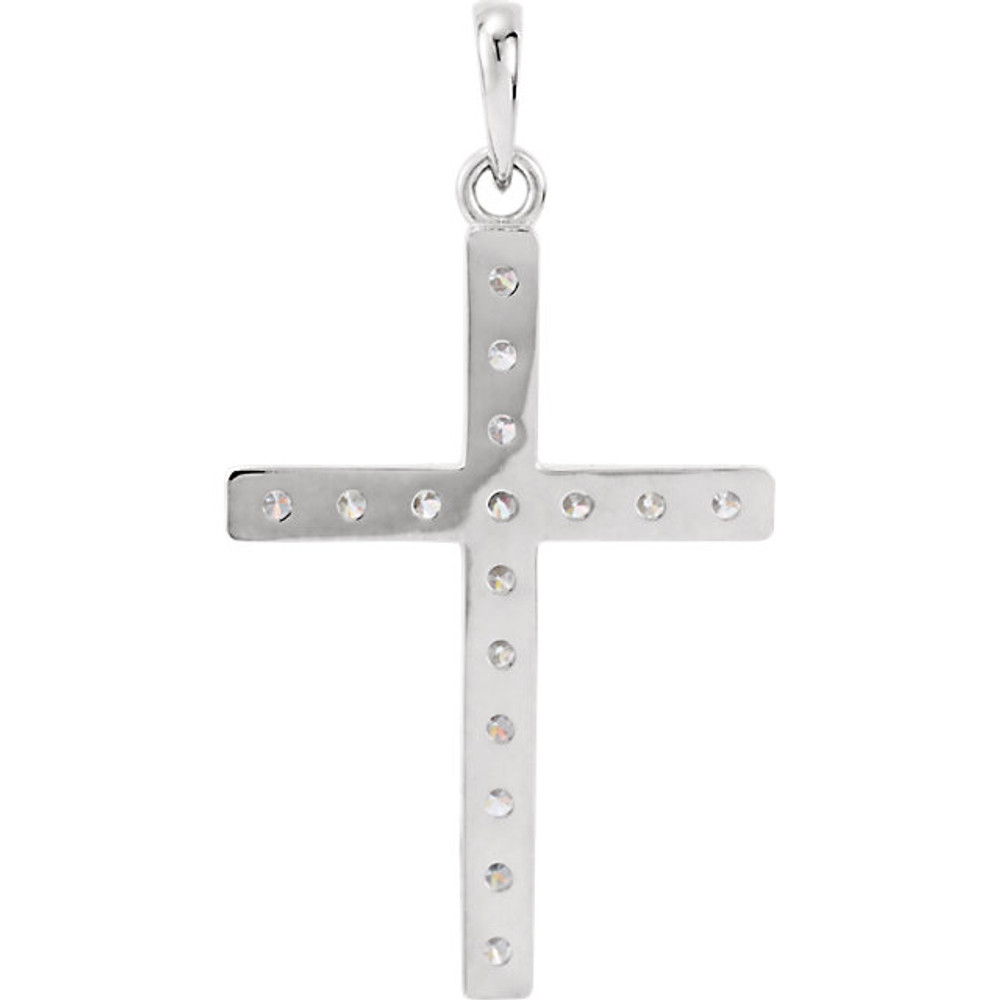 Altogether amazing, the 3/4 ct tw diamond 18" cross necklace in 14k white gold is just the right piece. A stunning look from our necklace collection, this piece is sure to impress. A high polish makes the white gold shine beautifully. 