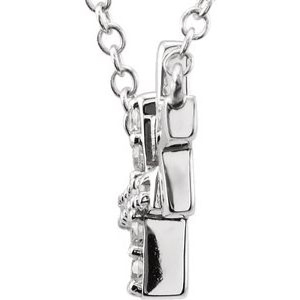 Inspiring and eye-catching, this sparkling diamond double sideways cross showcases beautiful 14k white gold with a 18" chain.