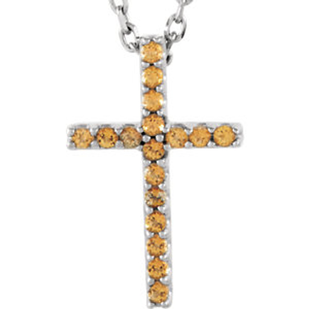 Inspiring and eye-catching, this sparkling honey topaz pendant showcases beautiful 14k white gold and matching 16" diamond cut cable chain necklace.