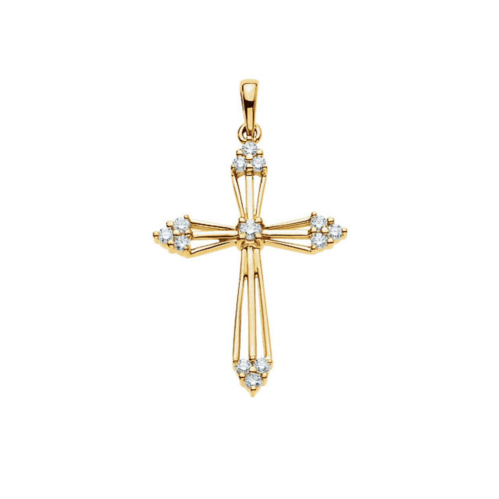 This 14K gold cross pendant has an elegant yet substantial design. Polished to a brilliant shine.