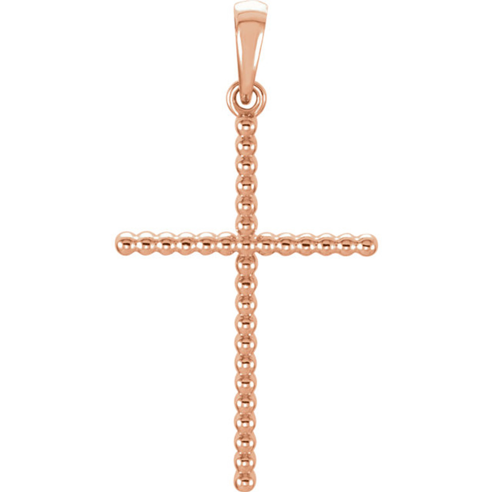 Faith inspired fashion featuring a beaded cross pendant has an elegant yet substantial design. Polished to a brillint shine.