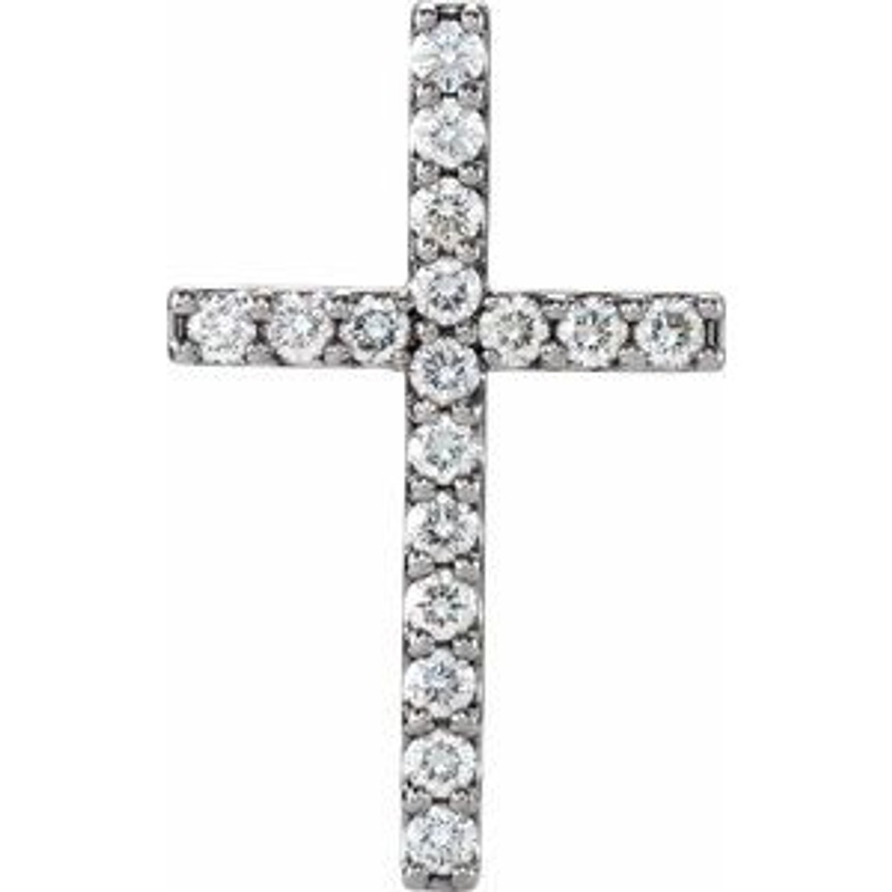 Love for religion is truly something to celebrate. Petite Diamond cross pendant in 14k white gold. Radiant with 1/2 ct. tw. and polished to a brilliant shine.