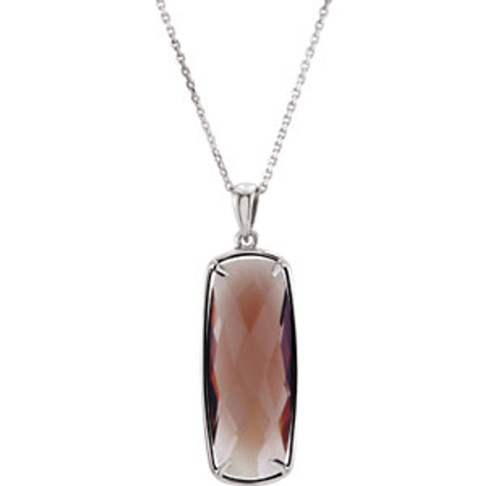 Antique cushion double sided checkerboard 25.00X10.00mm smoky quartz pendant ia crafted from polished 925 sterling silver and comes with standard 16 inch sterling silver chain.