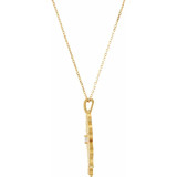 Granulated Design 18" Necklace In 14K Yellow Gold and measures 19.60x21.10mm. Diamonds are 1/10 ct. tw, G-H in color and I1 or better in clarity. Polished to a brilliant shine.