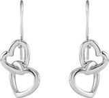 Fashion Heart Earrings In Sterling Silver measures 25.50x10.30mm and has a bright polish to shine.