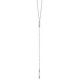 This fashionable Circle & Bar "Y" Necklace is constructed from 14kt White Gold. Necklace is adjustable 16" to 18" and has a bright polish to shine.