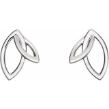 Stylish sterling silver double leaf earrings with friction backs. The size of the earring is 6.27x1.43mm.