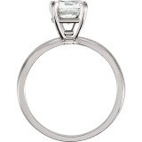 This ring is truly a breath taker! The white metal ring is complimented with a high polish finished. The hypnotizing showcased 05.00x05.00mm Antique Square cubic zirconia is resting gorgeously on a four prong setting.