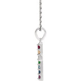 Inspiring and eye-catching, this sparkling Genuine Multi-Gemstone Cross pendant showcases beautiful sterling silver and matching 16-18" solid cable chain necklace.