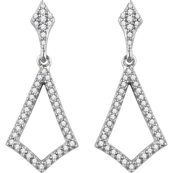 These earrings are featured in a gorgeous 14k white gold setting. With a unique style for her this diamond earrings are unlike any other. Add this dangling style fine jewelry item to your collection today.