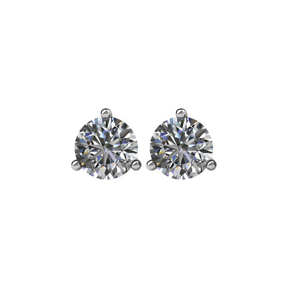 Bold and stunning, the outstanding round diamonds in these solitaire stud earrings make a magnificent accompaniment to any style and any look. For a woman those beauty must be matched with equally striking brilliance, these are a perfect choice. Totaling 1/2 cts., the diamonds' daring sparkle stands out with platinum prongs.