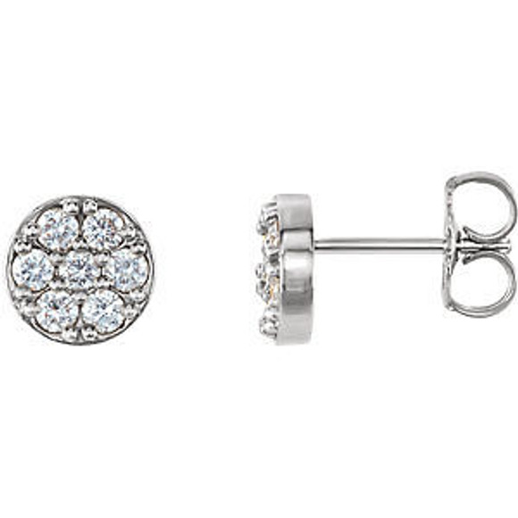 Superb style is found in these platinum cluster earrings accented with the brilliance of round full cut white diamonds.