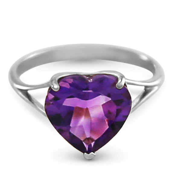  A simple and elegant gold band made of high quality gold, available in yellow, white, or rose gold, hugs the finger elegantly when spotlighting this glamorous piece. An amazing 3.10 carat heart amethyst stone sparkles unbelievably, with a color that can dress up any outfit. This showstopping ring makes a jaw dropping gift for those born in February.