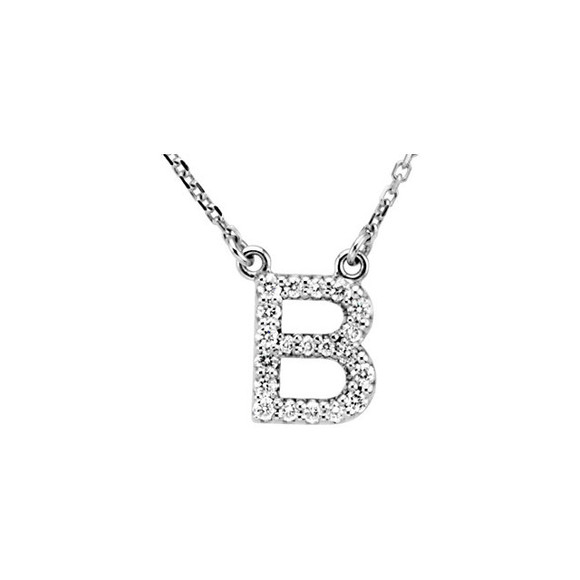 The letter "B" Diamond charm suspended from a delicate 16" diamond cut cable chain creates a personalized necklace in 14K Gold. Sparkling with 1/6 ct. t.w. of diamonds and a bright polished shine.