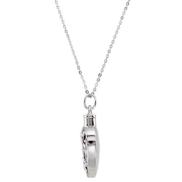 Forever Loved Ash Holder necklace in sterling silver. The necklace measures 26x23.70mm and comes with an 18 inch chain.