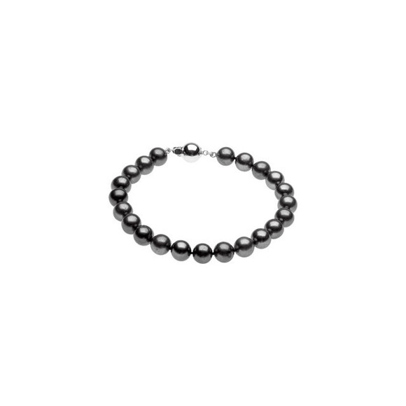 Freshwater Cultured Black Pearl Bracelet fashioned in sterling silver. The length of the Bracelet is 7.75 inches and has a bright polish to shine.