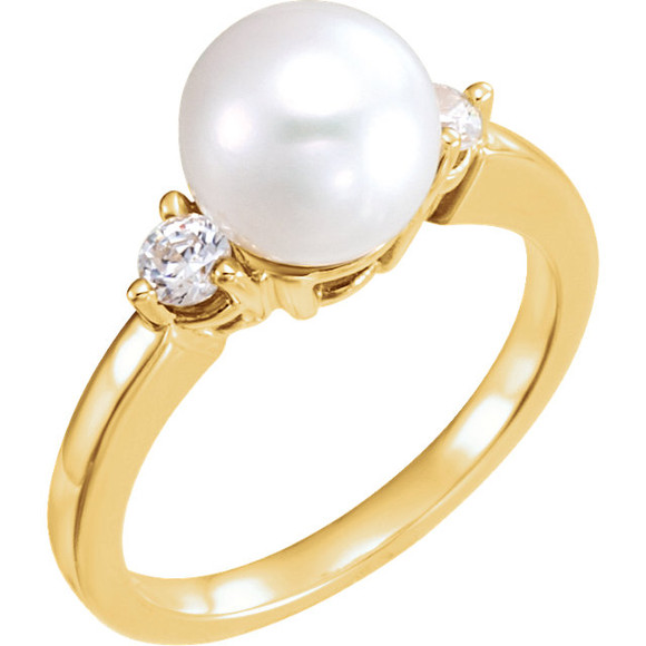 A classic accessory representing her June birthday, this sophisticated pearl & diamond ring makes any occasion special.