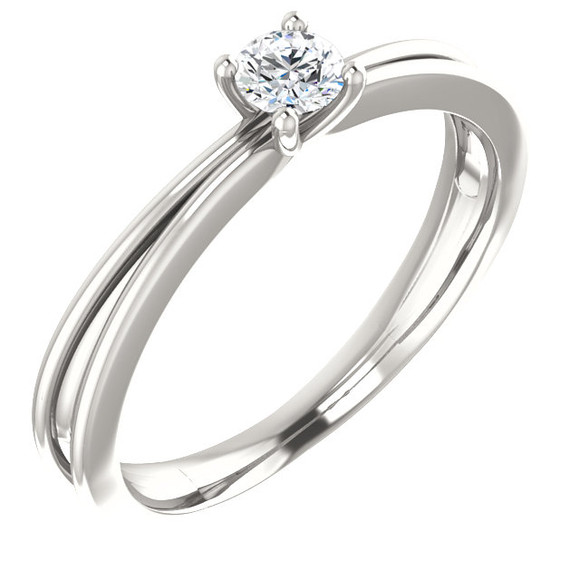 Cubic Zirconia Solitaire Ring In Sterling Silver. Polished to a brilliant shine.