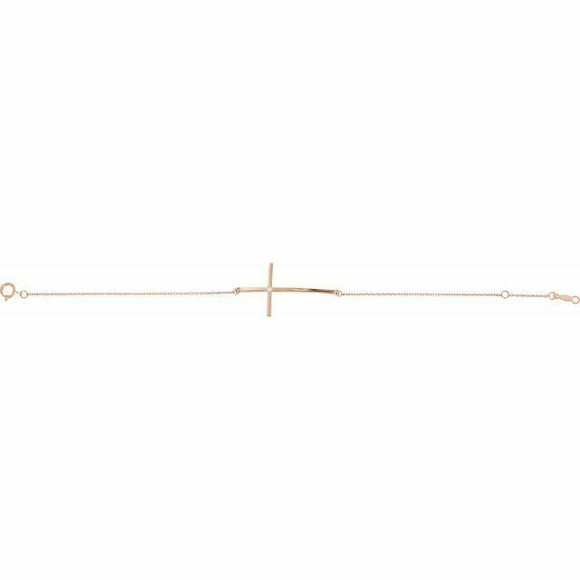 Diamond Sideways Cross Bracelet In 14K Rose Gold