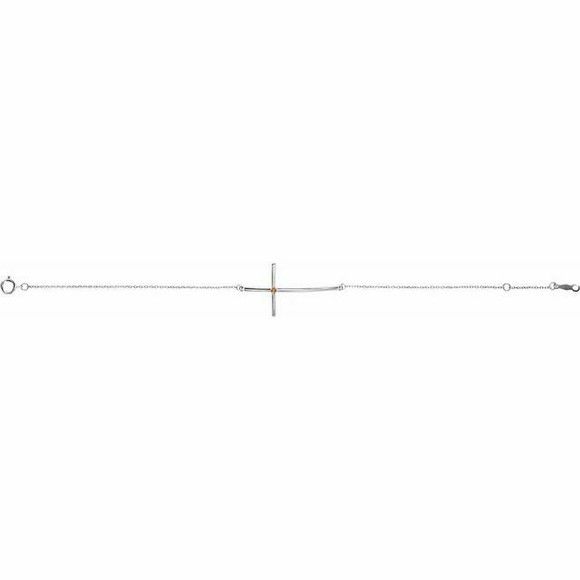 Imitation Citrine Sideways Cross Bracelet In Platinum