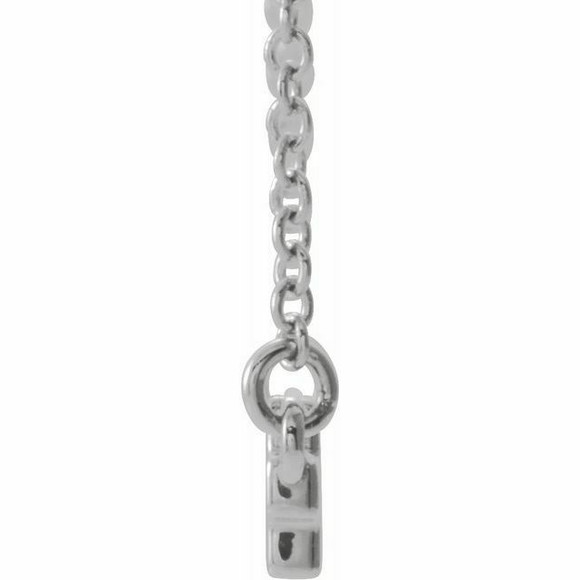 A sideways cross bar 18" necklace is crafted in polished sterling silver to create this lovely symbol of faith. Polished to a brilliant shine.