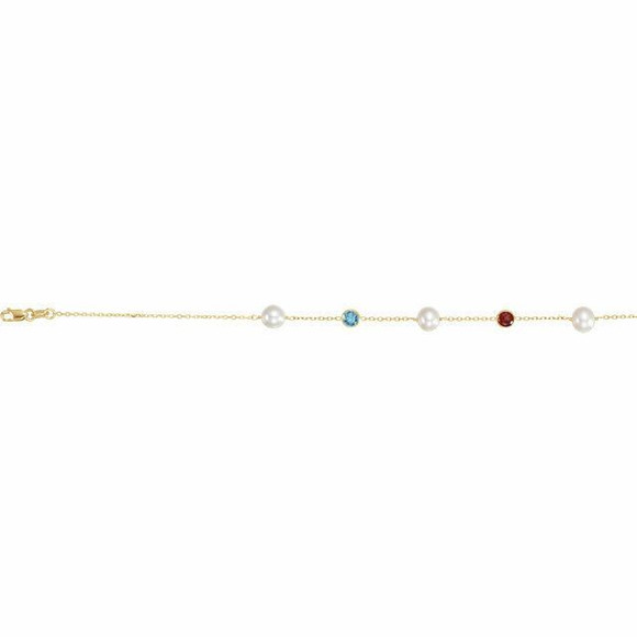 Elevate any attire with this simple yet stunning pearl & multi-gemstone station 18" necklace. Polished to a brilliant shine.