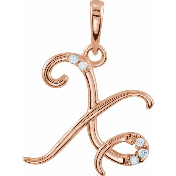 .025 CTW Natural Diamond Initial X Pendant In 14K Rose Gold