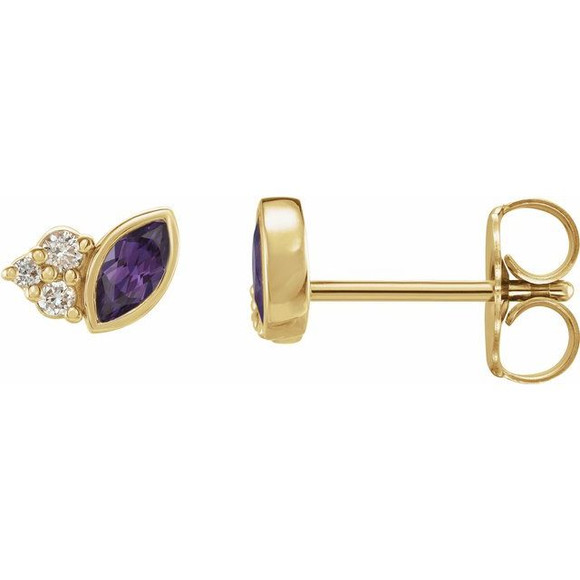 The perfect gift for her June birthday, these alexandrite earrings offer eye-catching style.