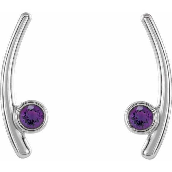 Add a splash of delightful color to your lobes with these platinum earrings adorned with sparking amethyst stones