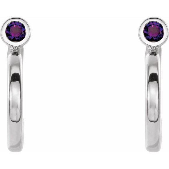 Add a splash of delightful color to your lobes with these platinum earrings adorned with sparking amethyst stones