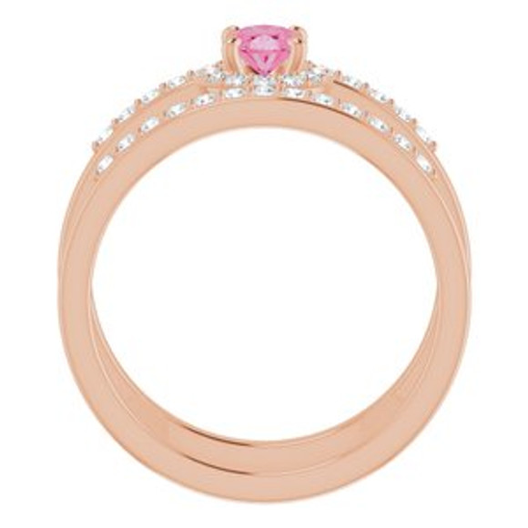 This stylish pink spinel and diamond ring will make a great gift for yourself or someone you love!