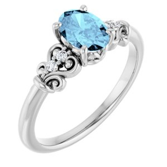 Dainty and feminine, this gemstone ring sets an elegant tone. The ring is set in platinum.