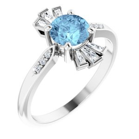 Dainty and feminine, this gemstone ring sets an elegant tone. The ring is set in platinum.