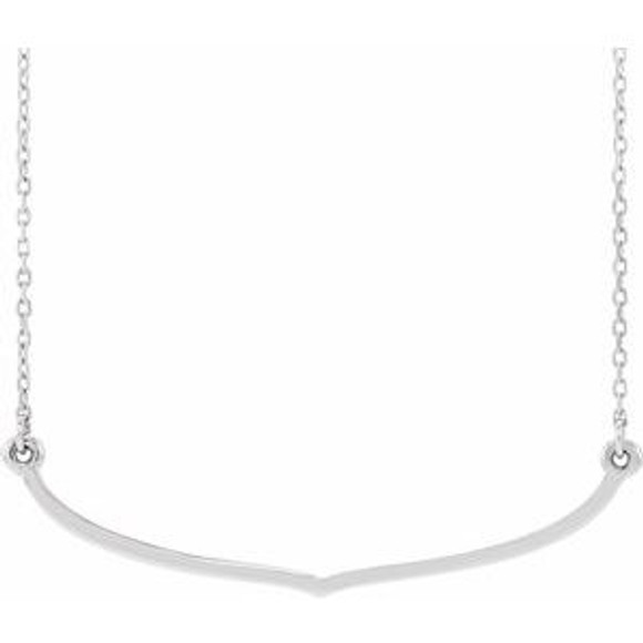 A simplistic yet elegant necklace design with a traditional or trendy style will give you a tailored look that goes from daytime wear to a night out on the town with ease. The approximate pendant size is 39.90mm (1 1/2 inch) in width by 10mm in length. The cable chain closes with a spring ring clasp, is 1mm in width and adjusts 16 to 18 inches in length.