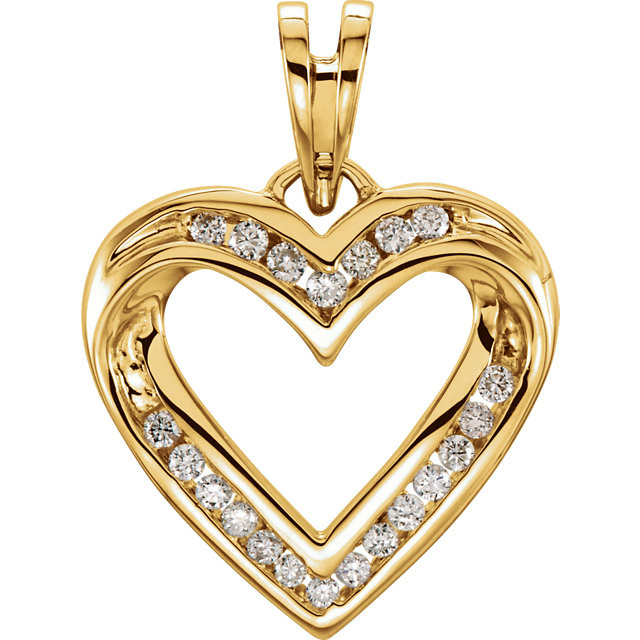 Sweetly sparkling, this darling heart pendant was designed to delight. Fashioned in warm 14K gold, this sweeping open heart is scattered with shimmering diamond accents and finished with a polished shine. A meaningful look she'll treasure, this heart suspends along an 18.0-inch rope chain that secures with a spring-ring clasp.