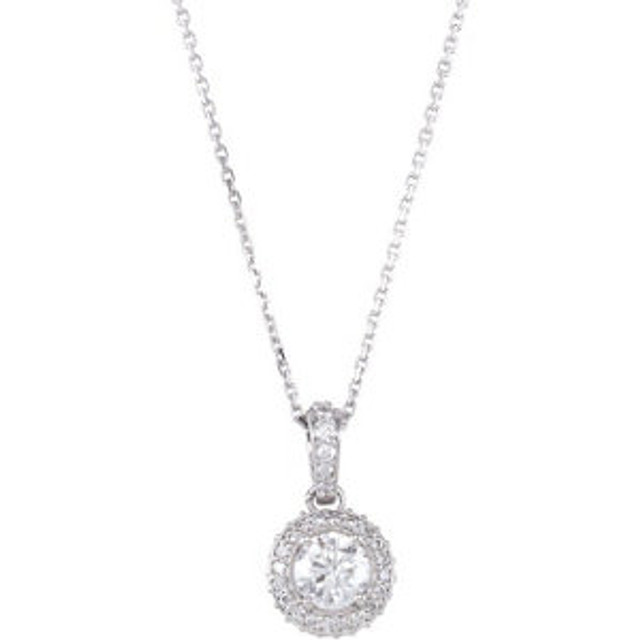 This artfully designed 3/4 ct. tw. round cut diamond 18" entourage necklace in 14kt white gold is just what you were looking for. Thrill friends and family with this exceptional necklace. Simple yet seductive, this piece shines with round cut diamond. This necklace is surely designed to impress.
