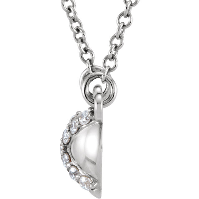 This exquisite pendant features 13 round full cut genuine diamonds. Diamonds are .07ctw, G-H in color, and I1 or better in clarity. An 16.4inch 14k gold cable chain is included. Only platinum comes with a 18.0 inch solid cable chain.