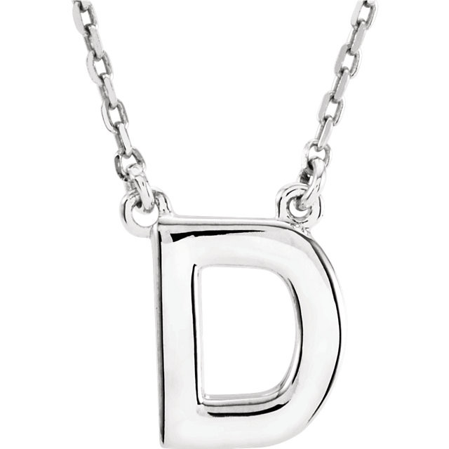 This a 16" block initial necklace in sterling silver offers a great look and flawless design. This delightful necklace will thrill and delight as the eye is drawn to it's exceptional luster.