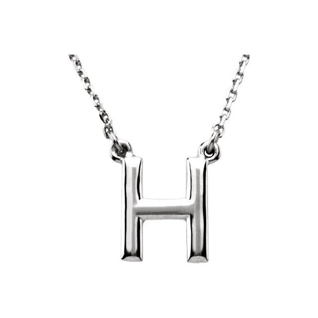 This a 16" block initial necklace in sterling silver offers a great look and flawless design. This delightful necklace will thrill and delight as the eye is drawn to it's exceptional luster.