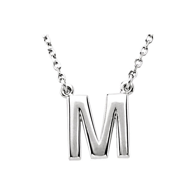 This a 16" block initial necklace in sterling silver offers a great look and flawless design. This delightful necklace will thrill and delight as the eye is drawn to it's exceptional luster.