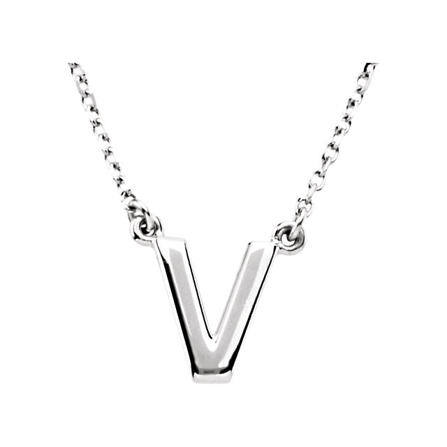 This a 16" block initial necklace in sterling silver offers a great look and flawless design. This delightful necklace will thrill and delight as the eye is drawn to it's exceptional luster.